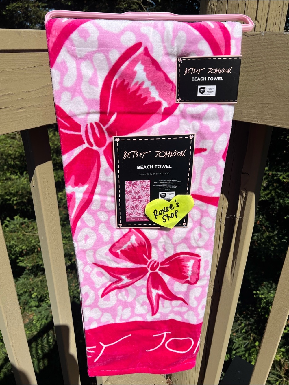 Betsey Johnson Pink Bow Leopard Beach Towel